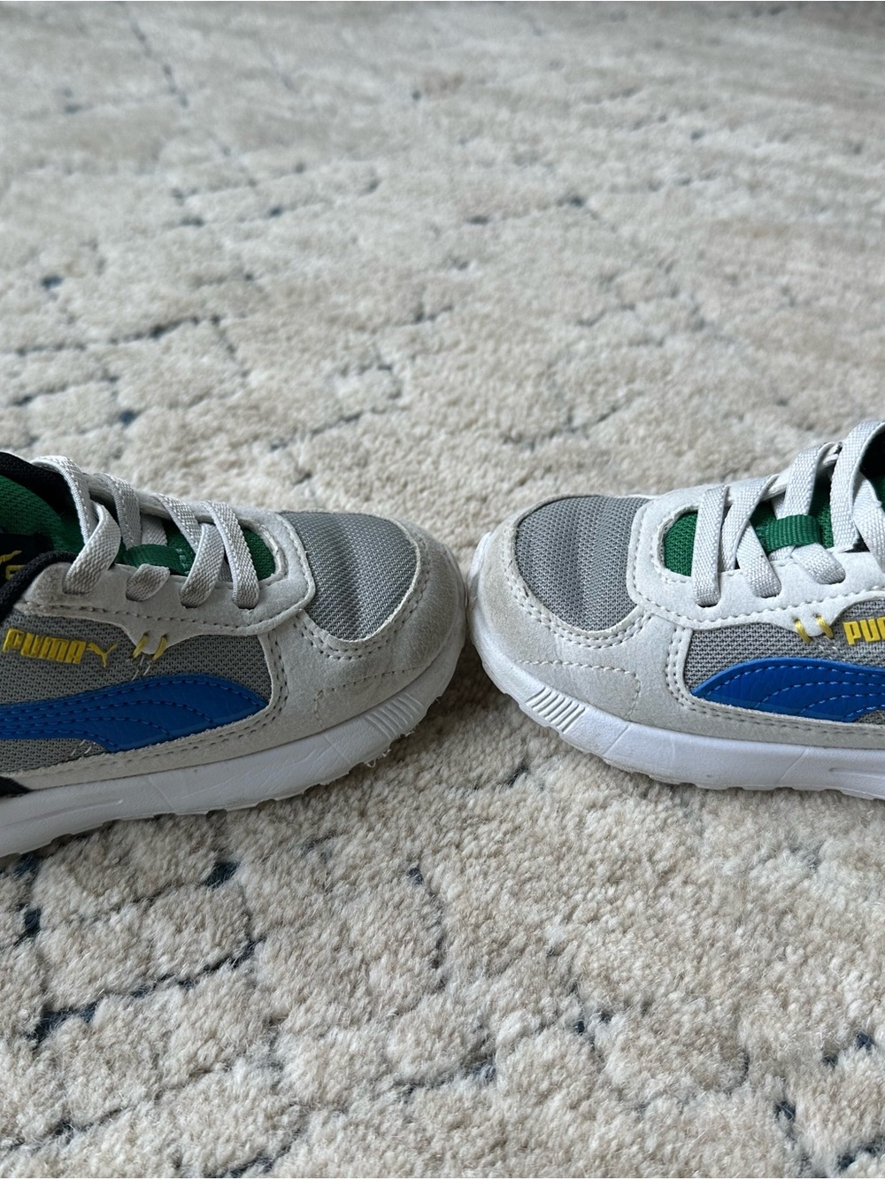 Puma Kids Gray Sneakers with Blue, Green & Yellow Accents - Picture 3 of 6